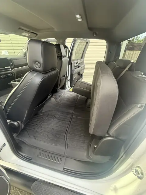 White pickup, inside and out